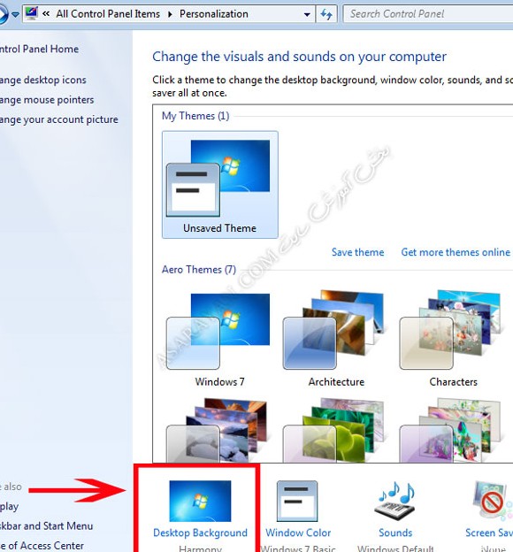 تغییر عکس پس زمینه در ویندوز 7