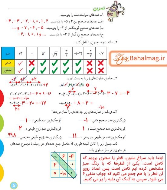 عکس جواب صفحه ۵ ریاضی هشتم