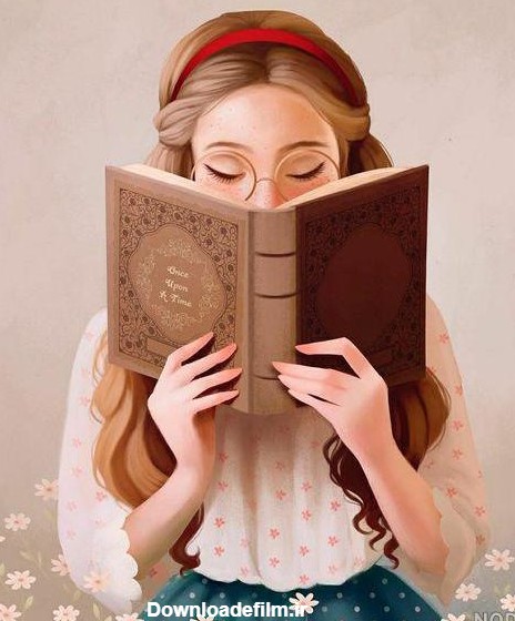 عکس دختر در حال کتاب خواندن برای پروفایل
