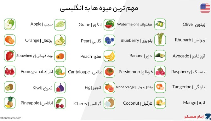 عکس میوه ها به انگلیسی