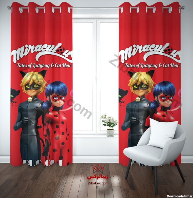 عکس تخت خواب دختر کفشدوزکی و گربه سیاه