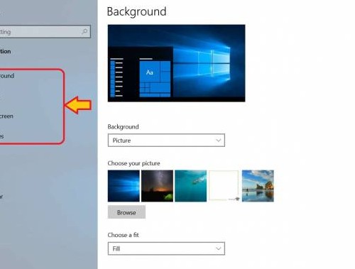 تغییر عکس پس زمینه ویندوز 10