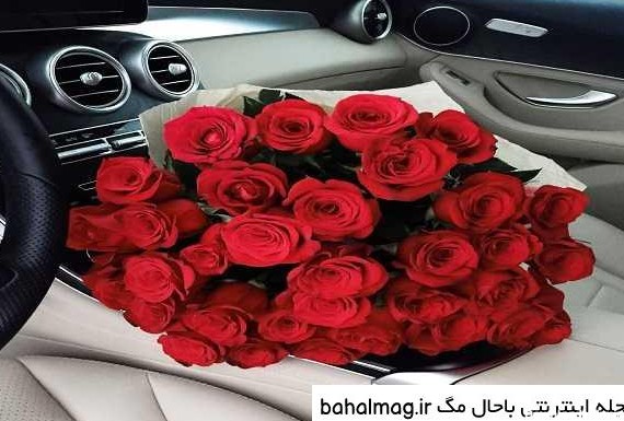 عکس دسته گل رز تو ماشین