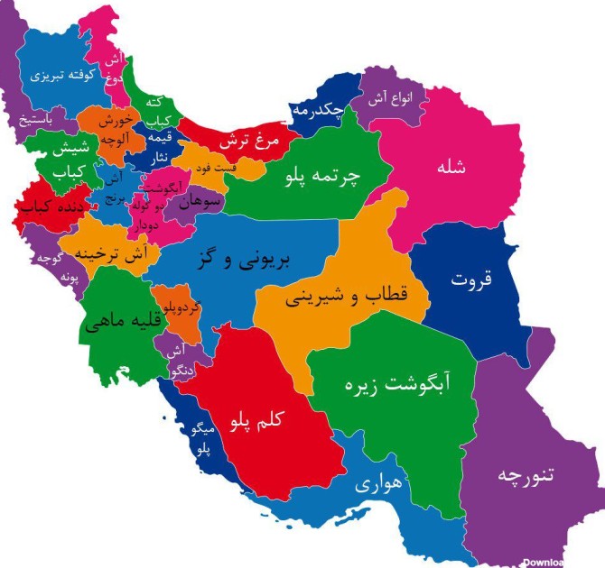 عکس نقشه ی ایران با اسم شهرها