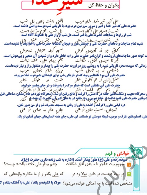 عکس معنی شعر شیر خدا