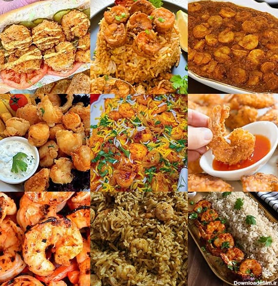 عکس انواع غذا با میگو
