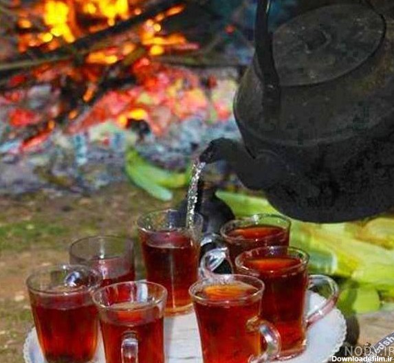 عکس چایی آتیشی در شب