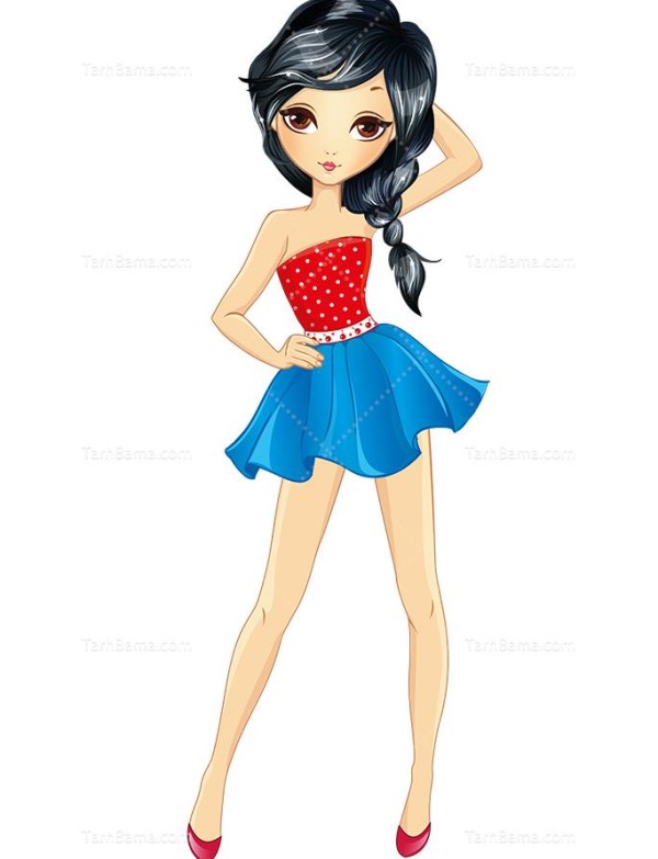 عکس دختر کارتونی مو مشکی