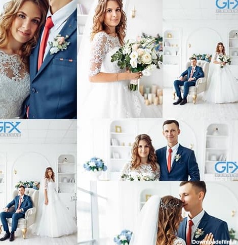ژست عکس آتلیه ای عروس داماد