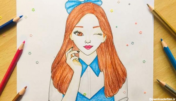 عکس نقاشی دختر فانتزی ساده